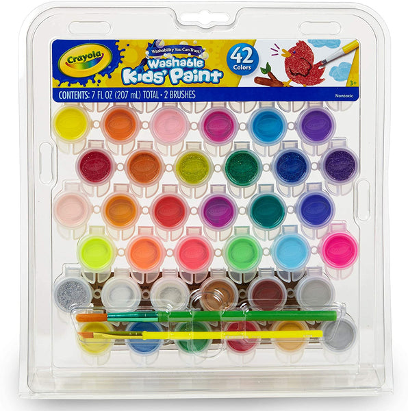 Crayola Washable Kids Paint 42 Colours with Brushes