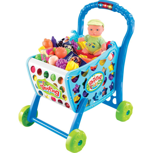 Little Moppet Blue Shopping Cart with Food! Blue