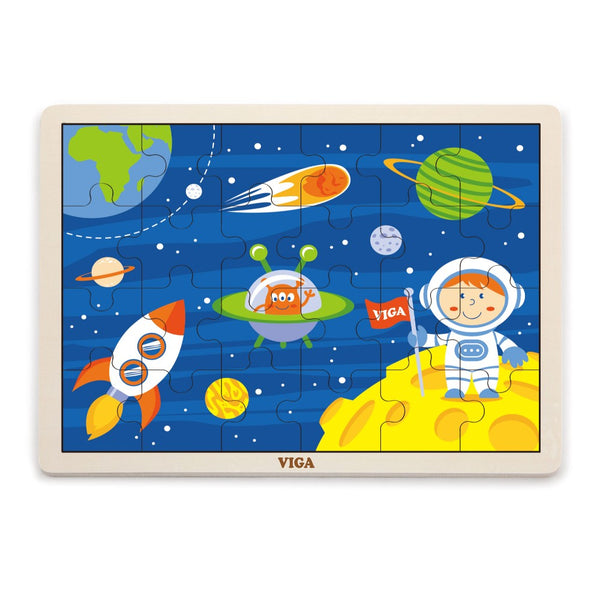 Viga Wooden Puzzle Tray - Space 24pc